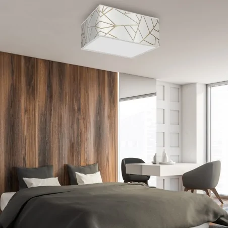 Lampy-sufitowe - biała lampa sufitowa w złote wzory 2xe27 ziggy mlp7563 eko-light 