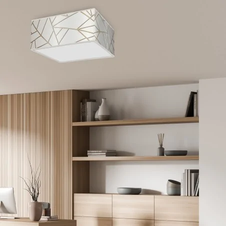 Lampy-sufitowe - biała lampa sufitowa w złote wzory 2xe27 ziggy mlp7563 eko-light 