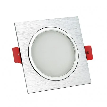 Oprawy-sufitowe - oprawa sufitowa podtynkowa led kwadratowa 7w srebrna szczotkowana 3000k 470lm venus 303622 polux 