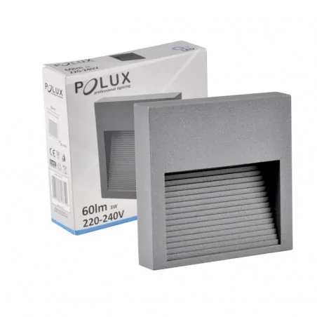 Oswietlenie-schodowe - oprawa schodowa kwadratowa natynkowa grafitowa 4000k 3w q9 313751 polux 