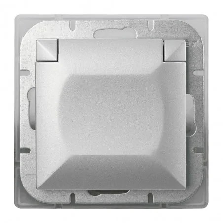 Gniazda-pojedyncze-podtynkowe - gniazdo pojedyncze bryzgoszczelne z klapką srebrne pt-16ph perła abex 