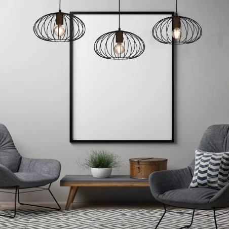 Lampy-sufitowe - industrialna lampa wisząca czarna 3xe27 meridiano mlp7960 eko-light 