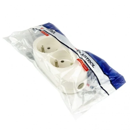 Rozgalezniki - gniazdo przenośne podwójne z uziemieniem białe 2x2p+z gn-270 plastrol 