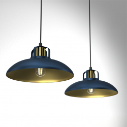 Lampy-sufitowe - lampa wisząca niebiesko - złota regulowana 2xe27 felix mlp7715 eko-light 