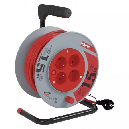 Przedluzacze-bebnowe - przedłużacz zwijany bębnowy 4 gniazda, 3x1,0, 15m p194151 emos 