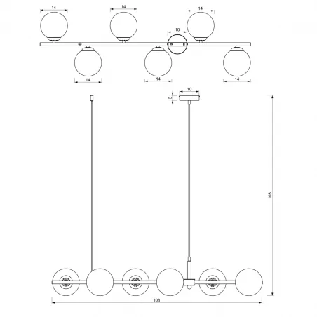 Lampy-sufitowe - przestronne oświetleni wiszące 6 kul 6xe27 pop mlp7845 eko-light 