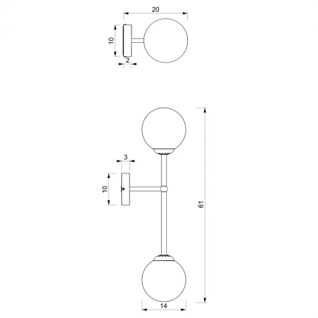 Lampy-sufitowe - podwójny kinkiet czarno-biało-złoty 2xe14 pop mlp7843 eko-light 