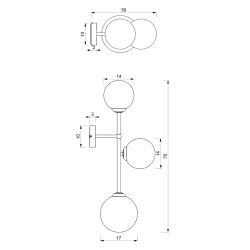 Kinkiety-do-salonu - nowoczesny kinkiet - 3 szklane kule 3xe14 pop mlp7844 eko-light 