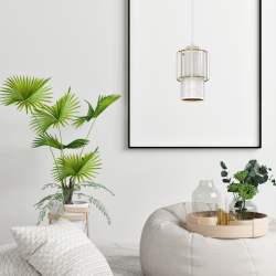 Lampy-sufitowe - kryształowo-metalowa lampa wisząca biała 1xe27 blanco mlp8364 eko-light 