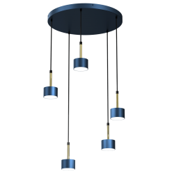 Lampy-sufitowe - okrągła lampa wisząca 5 niebieskich kloszy 5xgx53 arena mlp7775 eko-light