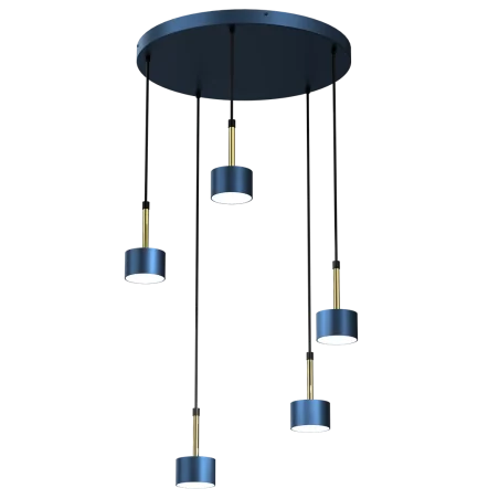 Lampy-sufitowe - okrągła lampa wisząca 5 niebieskich kloszy 5xgx53 arena mlp7775 eko-light 