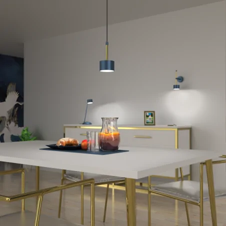 Lampy-sufitowe - lampa wisząca niebiesko-złota 8cm 1xgx53 arena blue/gold mlp7772 eko-light 