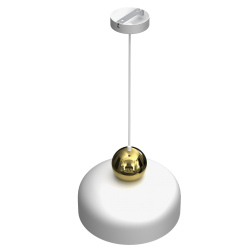 Lampy-sufitowe - lampa wisząca biała ze złotymi dodatkami 1xe27 harald mlp7243 eko-light 