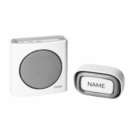 Dzwonki-do-drzwi-bezprzewodowe - bezprzewodowy dzwonek z przyciskiem z wizytówką biały flash soft extel081738 extel orno 