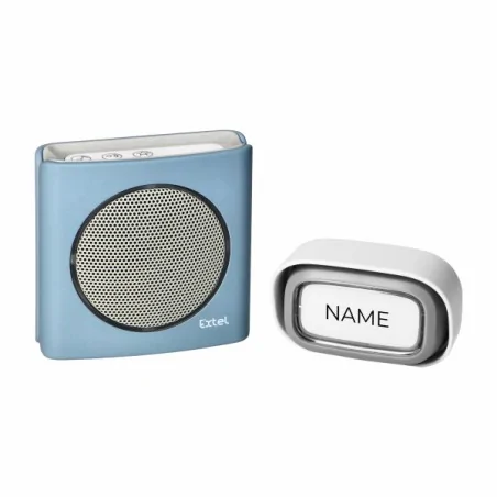 Dzwonki-do-drzwi-bezprzewodowe - bezprzewodowy dzwonek bateryjny przycisk z wizytówką niebieski 85db 200m extel dibi flash soft extel081740 orno 