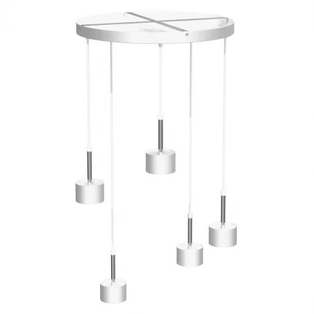 Lampy-sufitowe - oświetlenie wiszące okrągłe biało-chromowe 5xgx53 arena mlp7781 eko-light 