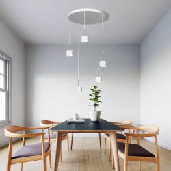 Lampy-sufitowe - oświetlenie wiszące okrągłe biało-chromowe 5xgx53 arena mlp7781 eko-light 