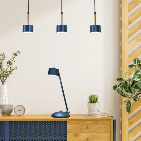 Lampki-nocne - niebieska lampka stołowa metalowa 1xgx53 arena mlp7776 eko-light 