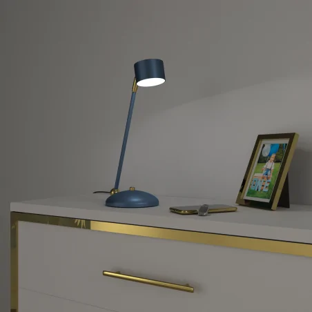 Lampki-nocne - niebieska lampka stołowa metalowa 1xgx53 arena mlp7776 eko-light 