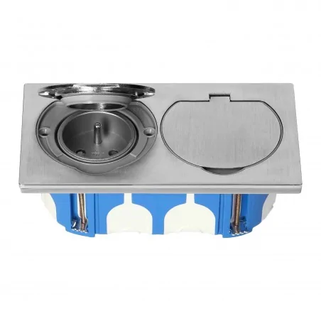 Gniazda-podwojne-podtynkowe - gniazdo hermetyczne podwójne podtynkowe stalowe z puszką wiatroszczelną ip55 or-ae-1398bm orno 