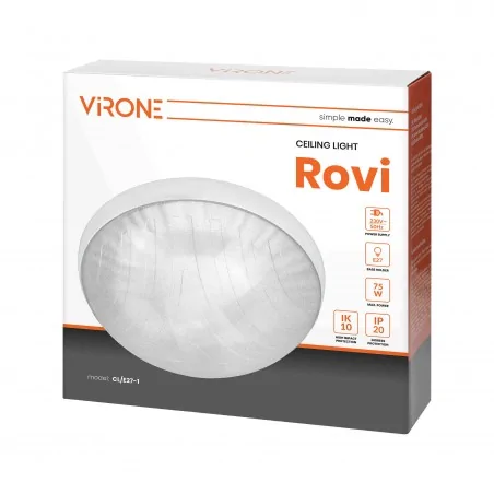 Plafony - klasyczna plafoniera na żarówkę e27 na klatkę schodową ip20 rovi cl/e27-1 orno 