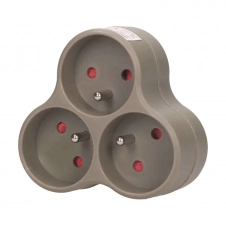 Rozgalezniki - szary rozgałęźnik potrójny z uziemieniem złodziejka or-ae-13134/g orno 