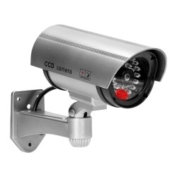 Wideodomofony - atrapa kamery monitorującej cctv srebrna na baterie or-ak-1208/g orno