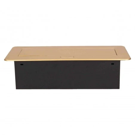 Gniazda-meblowe - złote gniazdo do blatu potrójne wpuszczane płaskie or-ae-1336/c orno 