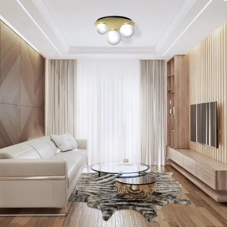 Plafony - potrójny plafon biało-złoty 3xe14 plato mlp7966 eko-light 