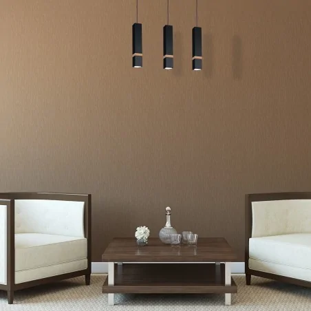 Lampy-sufitowe - lampa wisząca potrójna czarna z drewnianym akcentem vidar black 3xgu10  mlp5404 eko-light 
