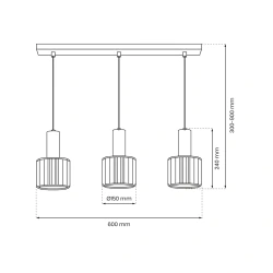 Lampy-sufitowe - czarna lampa - listwa ze szklanymi kloszami 3xe27 mlp8361 cristal eko-light 