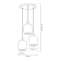 Lampy-sufitowe - lampa wisząca metalowo - szklana 3xe27 sombra mlp8369 eko-light 