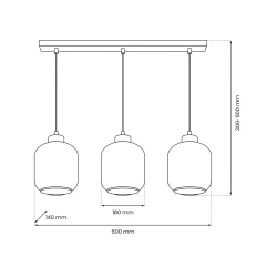 Lampy-sufitowe - oświetlenie - listwa czarny + kolorowe klosze 3xe27 sombra mlp8368 eko-light 