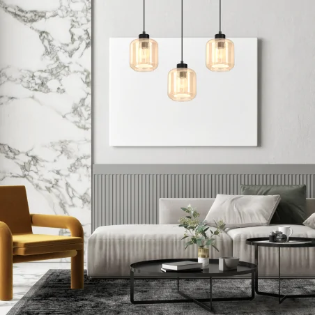 Lampy-sufitowe - potrójna lampa wisząca szklano-metalowa sombra mlp8371 eko-light 