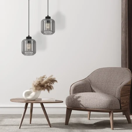 Lampy-sufitowe - jednopunktowa lampa wisząca szklano-metalowa 1xe27 sombra mlp8373 eko-light 