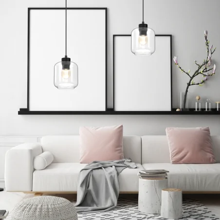 Lampy-sufitowe - czarna lampa wisząca o szklanym kloszu 1xe27 sombra mlp8367 eko-light 