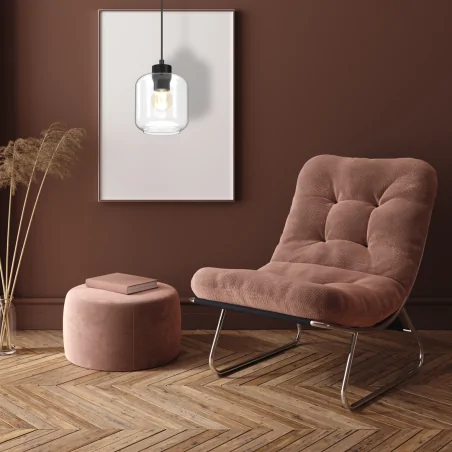 Lampy-sufitowe - czarna lampa wisząca o szklanym kloszu 1xe27 sombra mlp8367 eko-light 