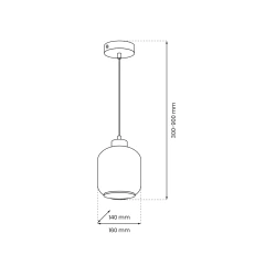 Lampy-sufitowe - czarna lampa wisząca o szklanym kloszu 1xe27 sombra mlp8367 eko-light 