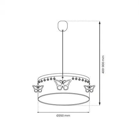 Oswietlenie-do-pokoju-dzieciecego - biała lampa wisząca z różowymi motylkami i kryształkami 1xe27 papillon mlp8282 eko-light 