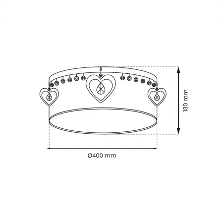 Oswietlenie-do-pokoju-dzieciecego - plafon z kryształkami i drewnianymi sercami 2xe27 heart mlp8279 eko-light 