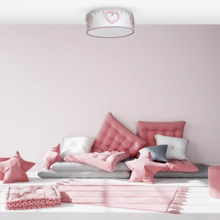 Oswietlenie-do-pokoju-dzieciecego - plafon z kryształkami i drewnianymi sercami 2xe27 heart mlp8279 eko-light 