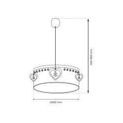 Oswietlenie-do-pokoju-dzieciecego - lampa wisząca biała z różowymi ozdobami 1xe27 heart mlp8278 eko-light 