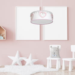 Oswietlenie-do-pokoju-dzieciecego - lampa wisząca biała z różowymi ozdobami 1xe27 heart mlp8278 eko-light 