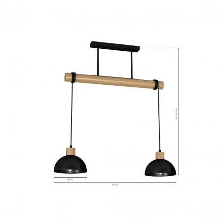 Lampy-sufitowe - lampa wisząca drewniano - czarna 2xe27 erik mlp7225 eko-light 