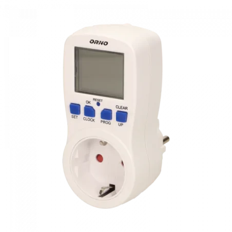 Programatory-czasowe - elektroniczny programator czasowy z wyświetlaczem lcd schuko or-pre-409(gs) orno 