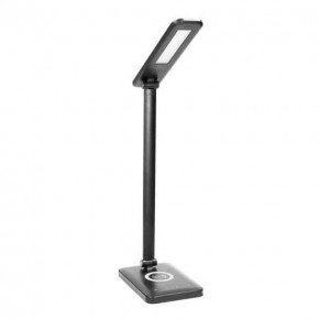 Lampki-biurkowe - czarna lampka led na biurko z ładowarką indukcyjną usb i regulacją światła isiyo dl-5/b orno 