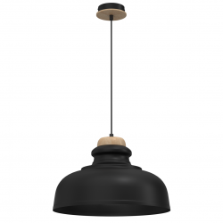 Lampy-sufitowe - lampa wisząca czarno-drewniana 40cm 1xe27 asmund mlp8295 eko-light