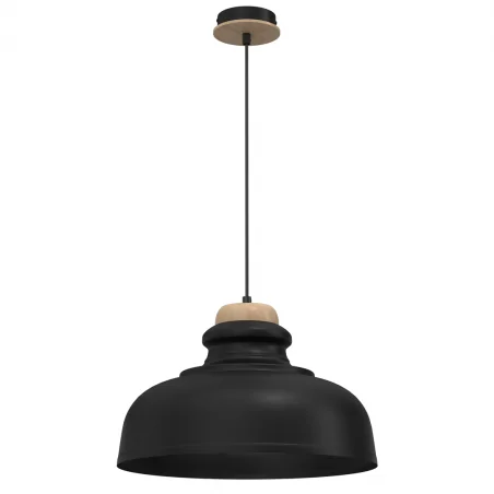 Lampy-sufitowe - lampa wisząca czarno-drewniana 40cm 1xe27 asmund mlp8295 eko-light 