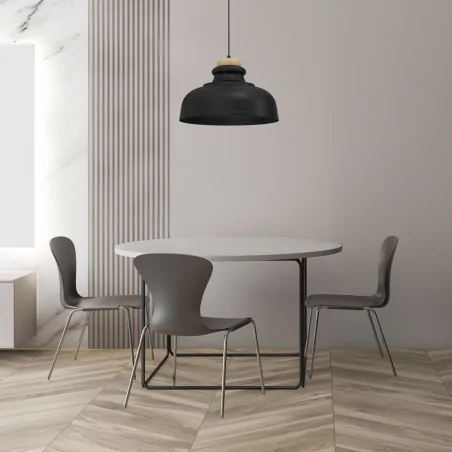 Lampy-sufitowe - lampa wisząca czarno-drewniana 40cm 1xe27 asmund mlp8295 eko-light 