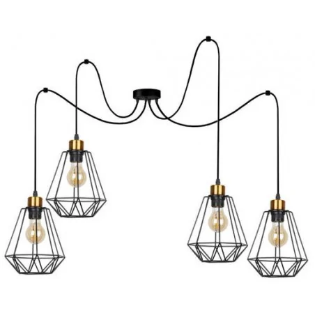 Lampy-sufitowe - lampa sufitowa wisząca z czterema loftowymi kloszami 4xe27 czarny/złoty primo p 34-00309 candellux 